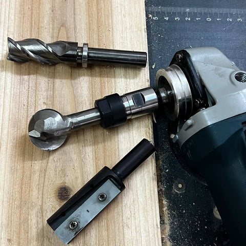 Angle Grinder Extension Shaft Set 5/8-11 Thread Drill Conversion With 1/4 Inch And 1/2 Inch Spring Collets Woodworking Tool Adapters
