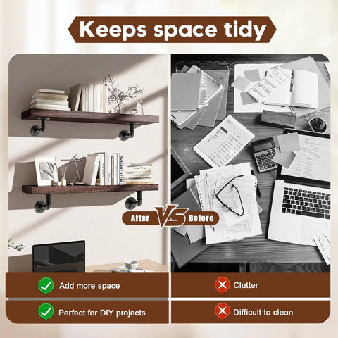 Heavy Duty Pipe Shelf Brackets Six Pack L Shaped Iron Shelving Brackets For 7 To 14 Inch Boards Black Beefy DIY Pipe Shelves Industrial