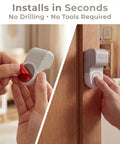 Heavy Duty 4 Pack Door Pinch Guards That Save Littles From Darn Door Slams And Keep The Nursery Secure With A Quick No Tool Installation Process Inside Any House, showing no-tool installation process.