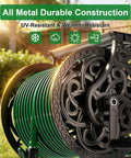 Heavy Duty Hose Reel Wall Mount With Shelf For Outdoor Storage That Keeps Your Yard Neat, dark bronze finish, close-up view