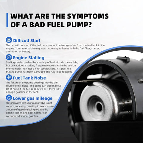 Fuel pump with symptoms of problems like difficult start and low gas mileage.