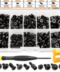 Beefed Up 400 Piece Pc Screw And Standoff Hardware Kit with black screws, standoffs, and tools for PC assembly.