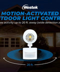 Outdoor Motion Activated Light Control Socket Two Pack, Auto On When Motion Is Detected, Auto Off After 10 Minutes, Works With LED CFL Halogen Incandescent Up To 150W, Weatherproof Plug In Sensor Lights, 20 ft range
