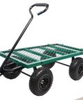 Four Wheel Trailer With Double Deck Detachable Sides, Heavy Duty Steel Utility Cart for farm work on white background