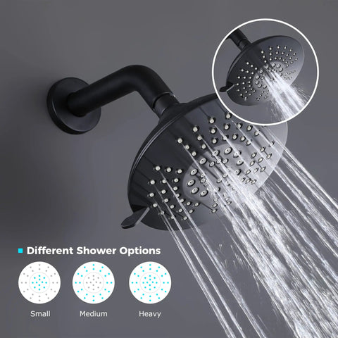 Shower Head And Handle Set Wall Mounted Square High Pressure Shower Faucet System Black Matte Finish with water streams