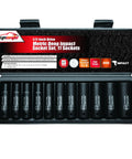 Half Inch Drive Metric Deep Impact Socket Set Workhorse For Tough Jobs CrV 6 Points 11 Socket Kit With Manganese Phosphate Finish