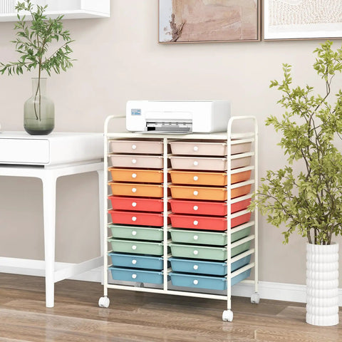 20-Drawer Rolling Storage Cart With Removable Drawers And Lockable Wheels, Multifunctional Mobile Craft Organizer in room setup