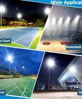 Beefy 300W LED Flood Light Twin Pack With 30000lm Stadium Style Daylight 7000K IP67 Waterproof Security Lights illuminating courts