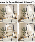 Beefy Heavy-Duty Steel Hammock Chair Stand With 400 Lbs Capacity in indoor setting, no hammock chair included, black.