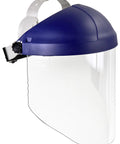 H8A Ratchet Headgear System With W96 Clear Propionate Faceshield for liquid and metal protection, side view, ANSI Z87 compliant