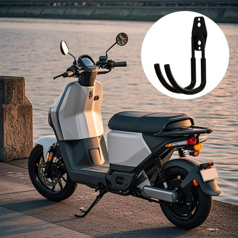 2 Piece Beefy Carbon Steel Garage Storage Hooks And EV Charger Holder Wall Mount in black, displaying solid J hook design.