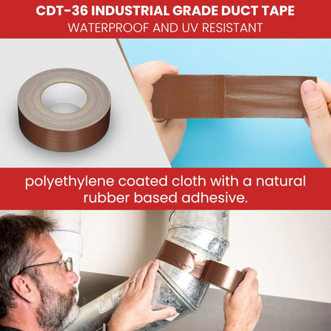 Beefy Heavy Duty Duct Tape For Tough Jobs Waterproof And UV Resistant 60 Yard Roll 2 Inch Wide in action on metal ductwork.