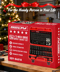 Heavy Duty 29-Piece 1/2 Inch Drive Impact Socket Set With SAE 3/8 To 1 Inch And Metric 10-24mm, product in festive garage setting