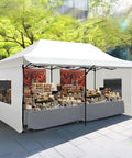 Heavy Duty 10x20 Pop Up Canopy Tent With 3 Removable Sidewalls at an outdoor market, protecting booths, 600D PU coated.