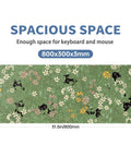 XL Plant Themed Mouse Pad 31.5 X 11.8 Inches, green desk mat with floral design, spacious surface for keyboard and mouse.