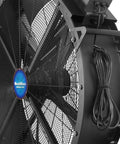Hella Powerful 47 Inch Portable Industrial Fan With Stepless Variable Speed Motor showing close-up of fan blades and housing.