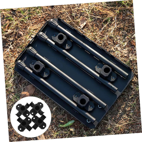 Heavy Duty 4 Pack Furniture Leg Mount Brackets Corner Connector Hardware For Table Chair Camping Stool Repair pre drilled plates on tray.