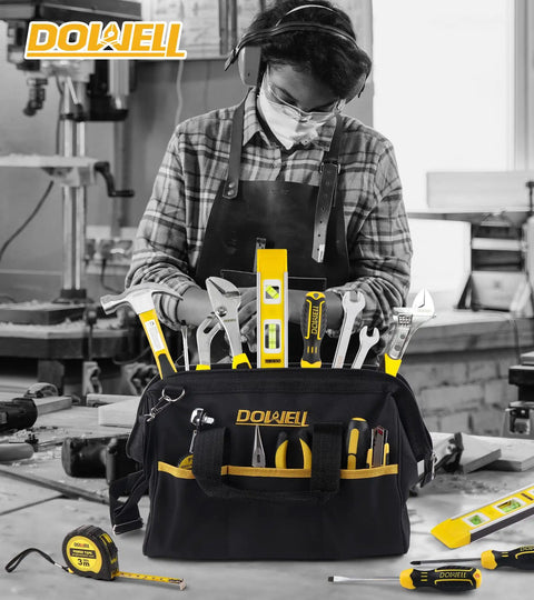 229 Piece Household Tool Set With 14 Inch Storage Bag Complete Home Repair Kit Includes pliers, wrenches, level, and more