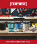 Professional 20 Gallon Wet Dry Shop Vacuum With Six Point Five Peak Horsepower with filters displayed on a workbench.
