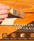 Applying Red Cherry Wood Stain Water Based Matte Finish Fast Drying Formula on wood for even absorption and coverage.