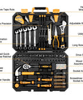 158 Piece General Purpose Tool Set For Home And Auto Repair With Durable Plastic Toolbox featuring sockets, pliers, wrenches