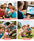 Children using 1000X Handheld Digital Microscope for Kids with 2 Inch IPS Screen, Kid Friendly STEM Toy in school, home, and outdoor.