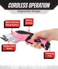Handle Every Project Task Without Breaking A Sweat With These Cordless Electric Scissors designed to slice through fabric and cardboard featuring ergonomic design and switching features.