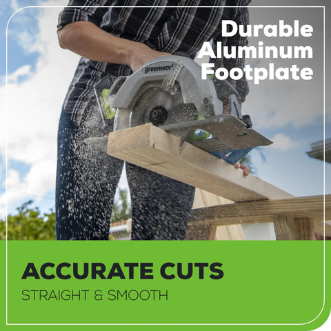 Person using Brushless 7.25 Inch Cordless Circular Saw Kit Including 4Ah Usb Battery And Charger for smooth, accurate cuts