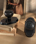 Antique Privacy Door Knob With Push Button Lock For Bedroom And Bathroom, shown with vintage zinc alloy design in oil rubbed bronze.