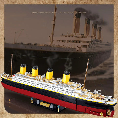 Beefy 30 Inch Ship Building Set With 2400 Plus Pieces Shipwreck Model Kit For Adults Ages 14 And Up Detailed Replica STEM Engineering Project Compatible With Major Brick Systems, Titanic-style ship model