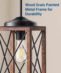 Farmhouse Pendant Light Set, Metal Hanging Fixture With Wooden Grain Finish, 48 Inch Adjustable Pipe System for Close-up View