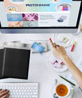 Workspace featuring Black Bubble Mailers 8.5x12 Inches Pack Of 40 Padded Envelopes for shipping books and clothes.