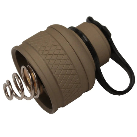 7 Inch Remote Activation Dual Switch with Snap On Platform for Scout Light Weapon Lights, tan aluminum cap, close-up view.