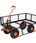 Heavy Duty Steel Garden Cart With 500 Lbs Capacity 3 In 1 Pullable Wagon featuring 10 Inch Wheels and weatherproof frame