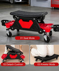 2 In 1 Rolling Mechanic Stool And Creeper Seat With Modular Removable Cushion Tool Tray Heavy Duty 300 Lbs Capacity
