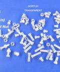 Lightweight Acrylic Screws And Nuts M6 Metric Hardware Kit 200 Pieces assorted lengths 8 to 25 mm transparent fasteners for DIY projects
