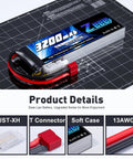 3S 11.1V 3200mAh 50C RC Lipo Battery Pack With Soft Case And T Connector product details and features