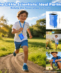 Kids Pocket Digital Microscope With 2.0 Inch IPS Screen 1080p Photo Video 50X To 1000X Magnification Eight LED Lights Portable STEM Toy For Ages 3, 6, And 12 Boys And Girls Blue on child running outdoors