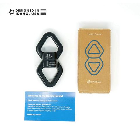 Beefy Industrial Strength Swing Swivel With Frictionless 360 Degree Eye To Eye Rotation For Swings And Aerial Rigs with box and card