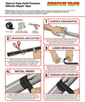 Instructions for using Self-Fusing Silicone Rescue Tape For Emergency Plumbing And Radiator Hose Repair, Waterproof And Heat Resistant