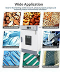 Horizontal Electric Blast Drying Oven Built Tough As Nails For Daily Lab Heating Featuring Rust Resistant Finish Coat And Spotless Stainless Chamber in lab setting.