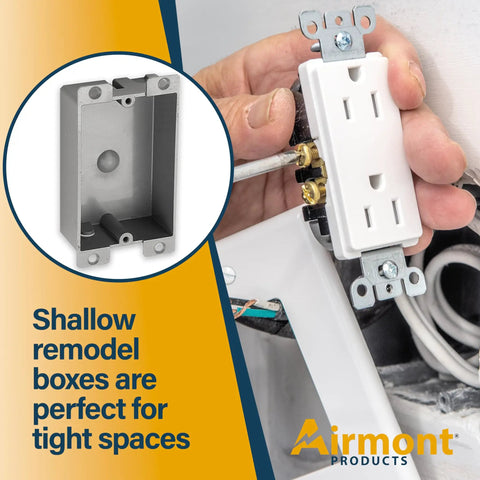 Pack Of 6 Durable Plastic Electrical Boxes For Tight Remodel Jobs Shallow 8 Cu In Grey Single Gang Old Work Junction Box