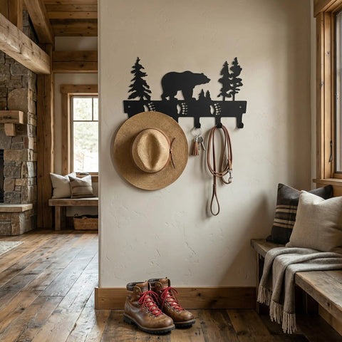 Metal Bear Coat Rack Wall Mount With Six Hooks For Hats Coats Towels Keys Bags And More Durable Black Finish Perfect For Entryway Hallway Bathroom Or Bedroom Must Have For Every Home