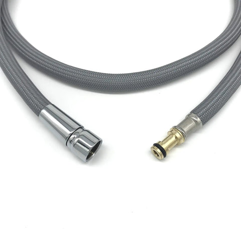 Top Shelf Replacement Kitchen Faucet Spray Hose With Dual Adaptors Fits Moen Pull Down And Pull Out 68 Inch Long gray nylon coil hose ends