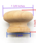 Side view of 30 Pack Unfinished Solid Round Natural Wood Cabinet Knobs Do It Yourself Drawer Pulls with measurements