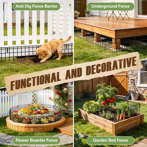14 Pack 20Ft Long Garden Fence Panels For Dogs And Rabbits No Dig Rustproof Metal Animal Barrier Border For Outdoor Yard Patio And Border Defense Ideal For Pet Proofing Flower Beds And Vegetable Plots In Any Outdoor Space