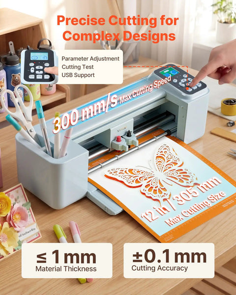 Level Up Your Side Hustle With This Slick 12 Inch Vinyl Cutting Machine, showing a butterfly design cut with precise accuracy.