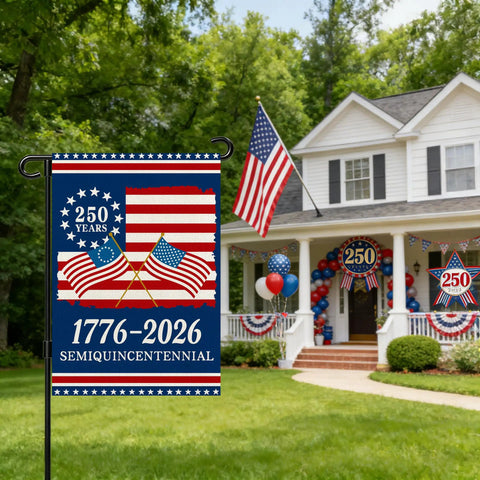 250th Anniversary USA Flag Garden Flag For Outside 1776 2026 Commemorative Patriotic Yard Sign With Stars And Stripes Design