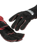 Women’s Welding Gloves For Stick MIG And Flux Core Welds Pro Grade Heat Resistant Leather With Soft Cotton Liner Sized For Small Hands Black And Red Durable Hand Protection