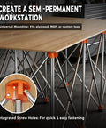 Beefed Up Portable Folding Workstand With 2x4 Foot Span, 2500 Lbs Capacity, Thickened Legs, Round Steel X Braces, And 4 Inch Adjustable Leveling Feet